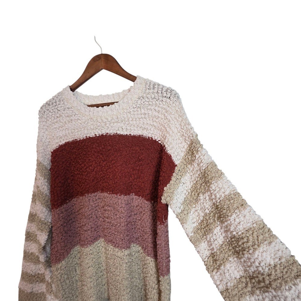 Macaron Cozy Colorblock Popcorn Knit Sweater Small Fall Essential J Bin - Picture 9 of 16